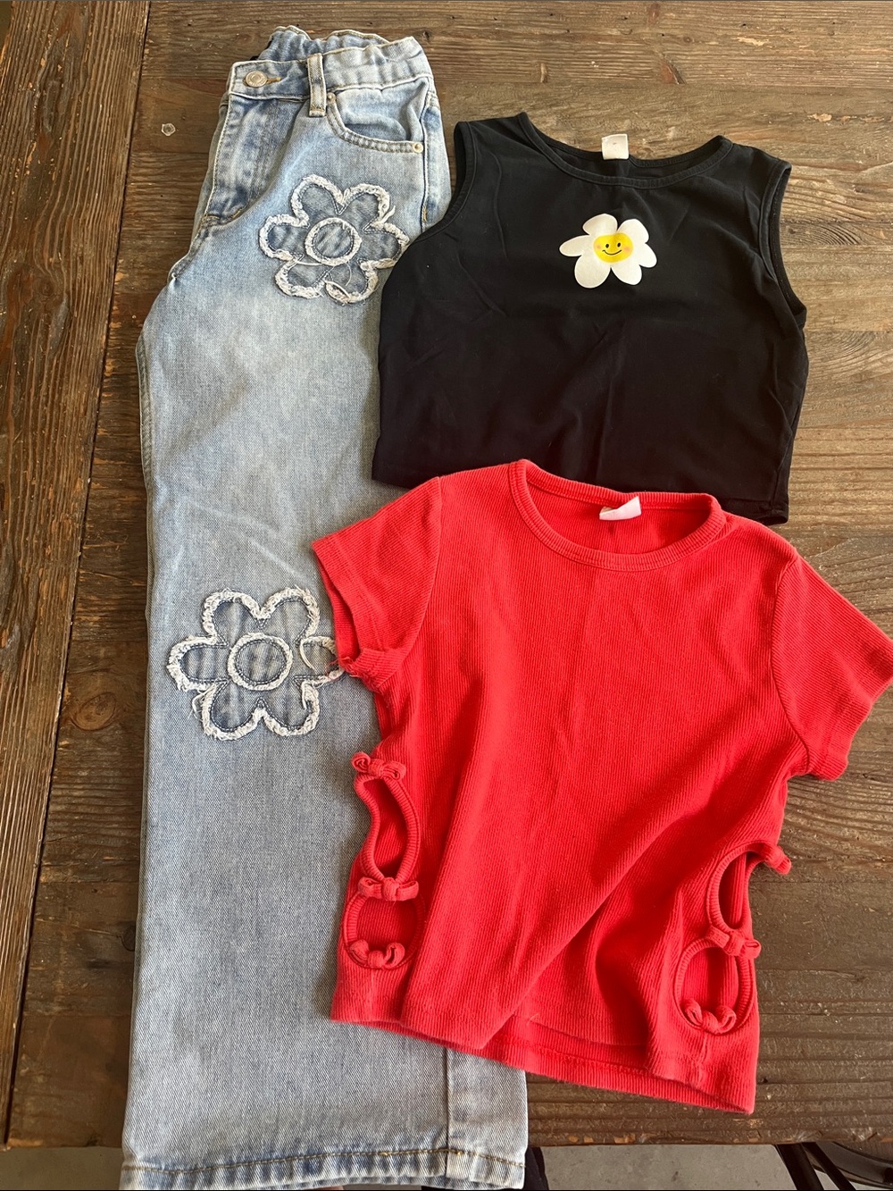 Zara Light Blue Floral Patch Jeans, Zara and SHEIN bundle